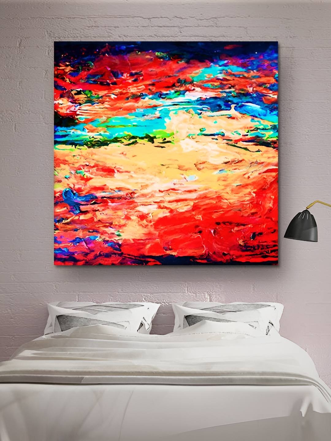 

Casperme Red & Yellow Abstract Canvas Framed Painting Wall Art