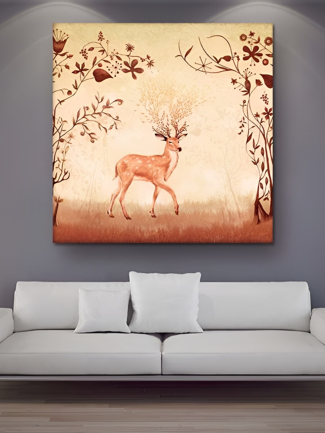 

Casperme Brown & Beige Birds & Animals Canvas Painting Wall Art
