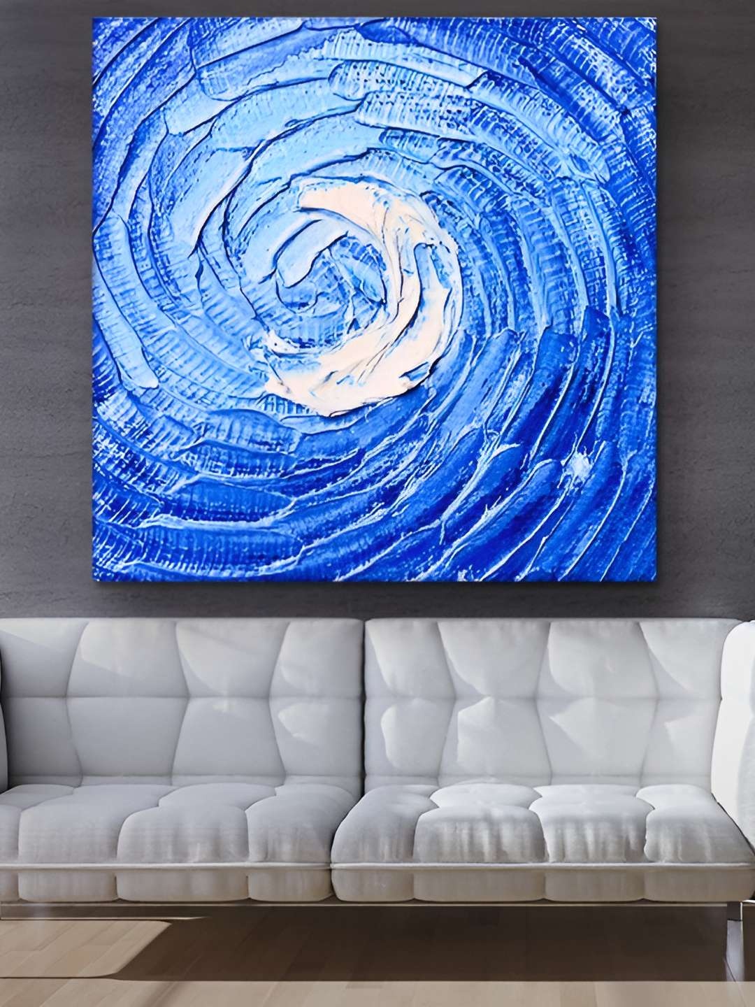 

Casperme Blue Canvas Framed Abstract Painting Wall Art