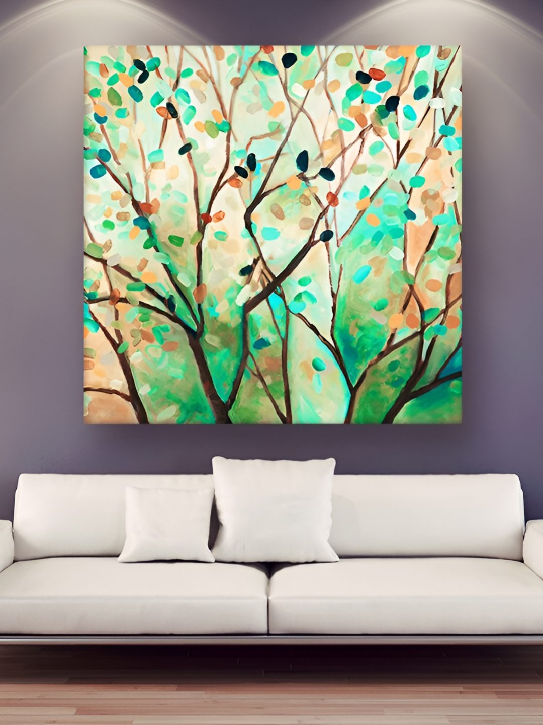 Casperme Green Canvas Framed Floral and Botanical Painting Wall Art