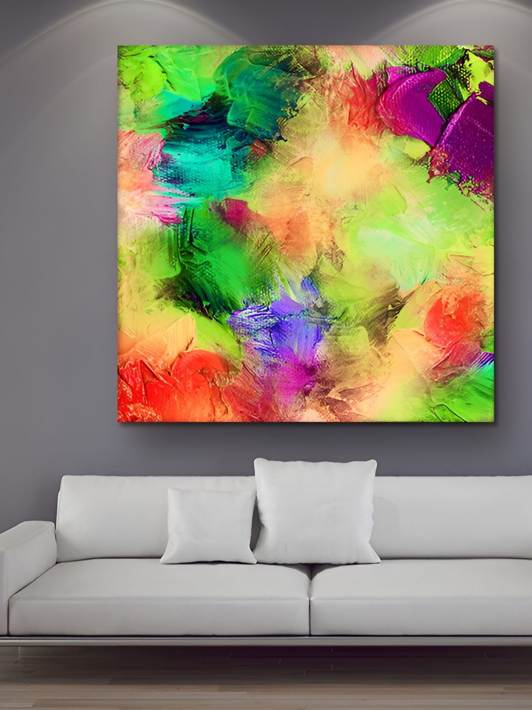 

Casperme Green & Red Abstract Canvas Framed Painting Wall Art