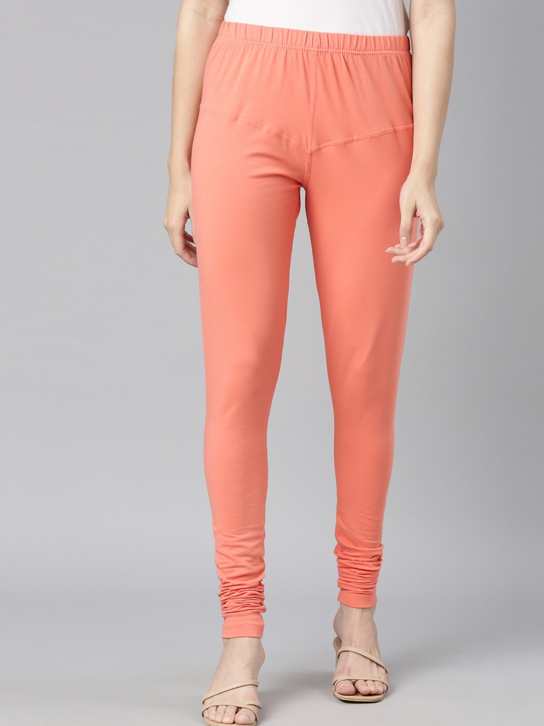 DIXCY SCOTT Slimz Mid-Rise Churidar Length Leggings, Orange