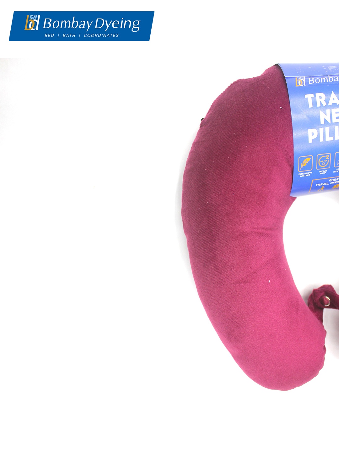 

BOMBAY DYEING Maroon & Black Lightweight Travel Neck Pillow