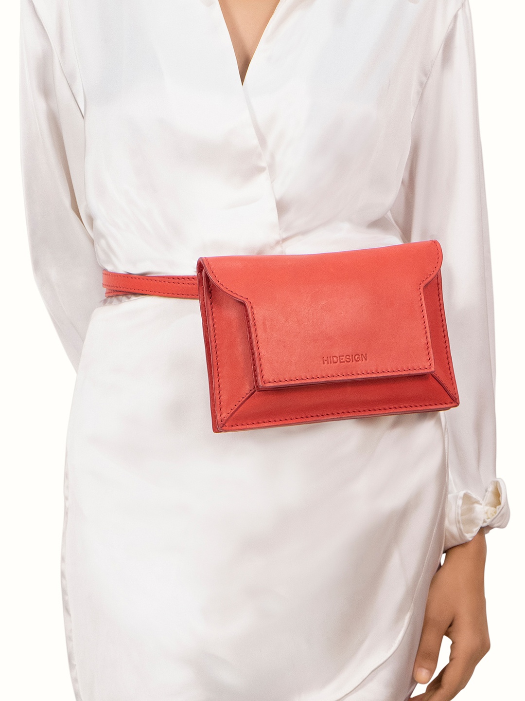 

Hidesign Leather Structured Sling Bag, Red