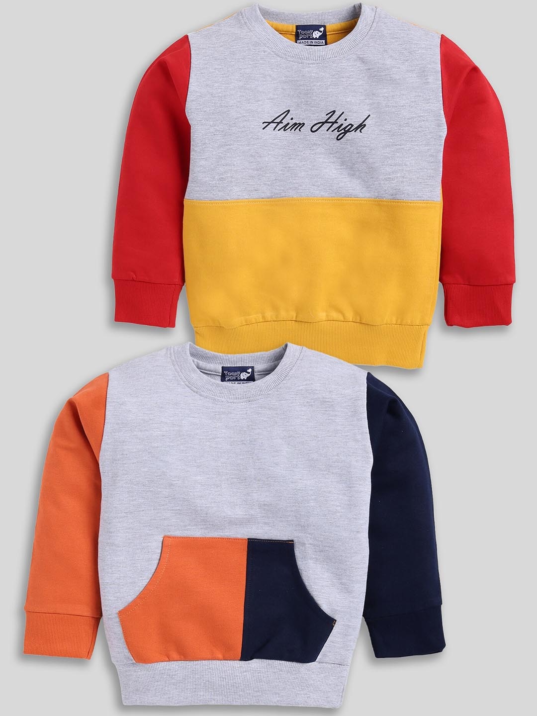 

Toonyport Boys Pack Of 2 Colourblocked Sweatshirt, Grey