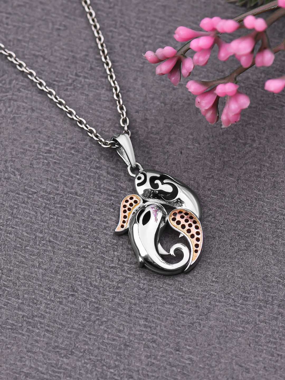 

KUBERBOX Sterling Silver Rhodium-Plated Gaja-Om Pendant With Chain