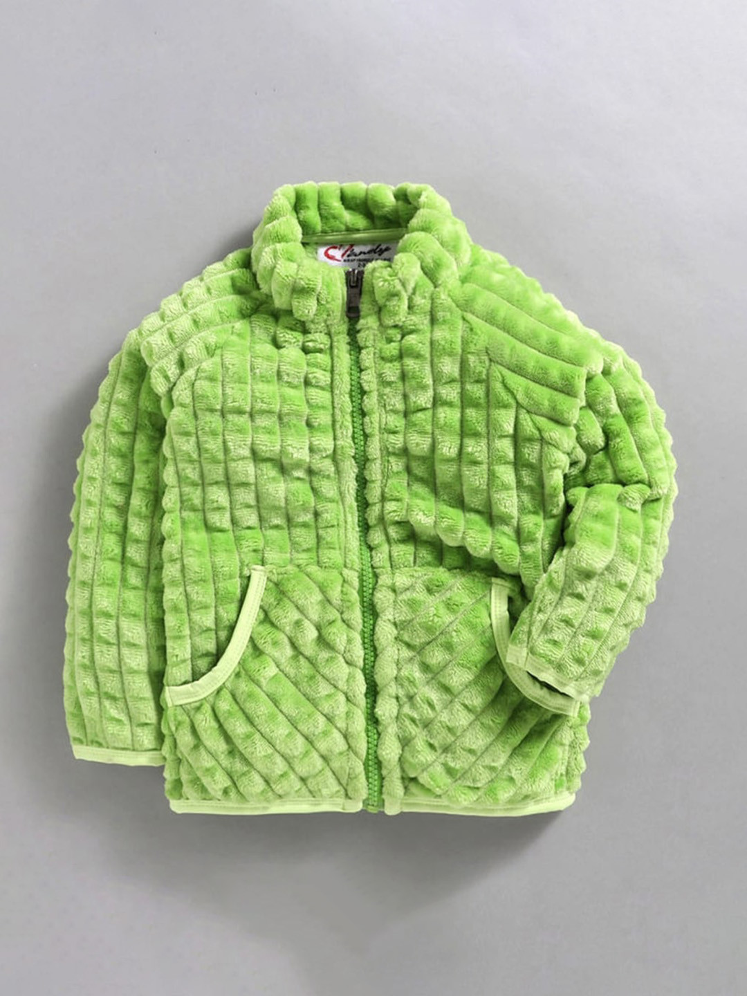 

M'andy Unisex Kids Self Design Fleece Quilted Jacket, Green