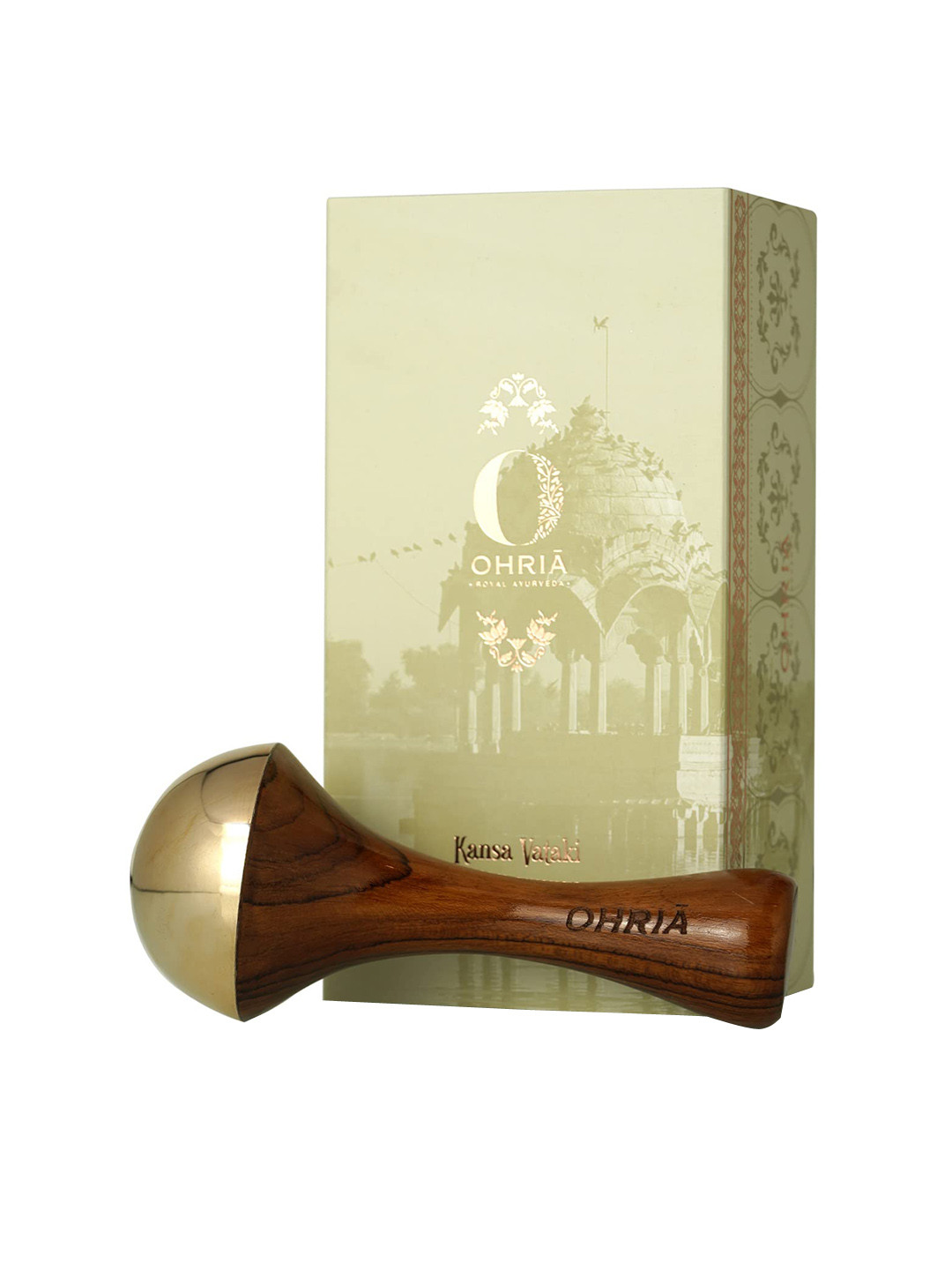 

OHRIA AYURVEDA Kansa Body & Stress Healing Wand Ayurvedic Massage Tool, Brown