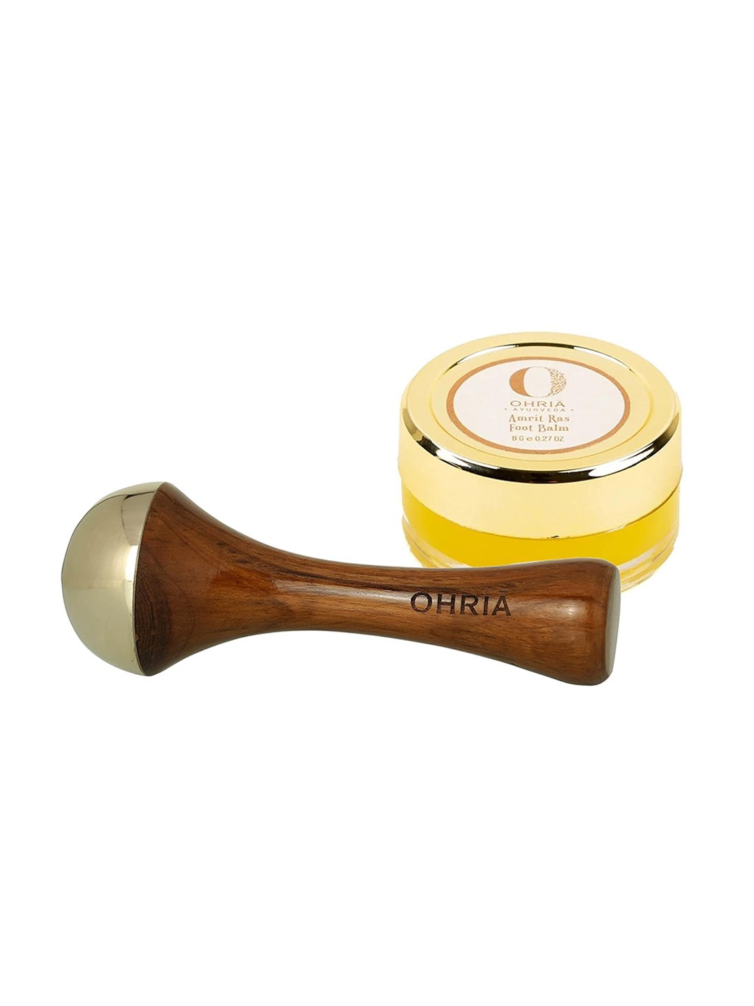 

OHRIA AYURVEDA 2-Pcs Amrit Ras Foot Balm & Kansa Foot Massage Wand Combo, Multi