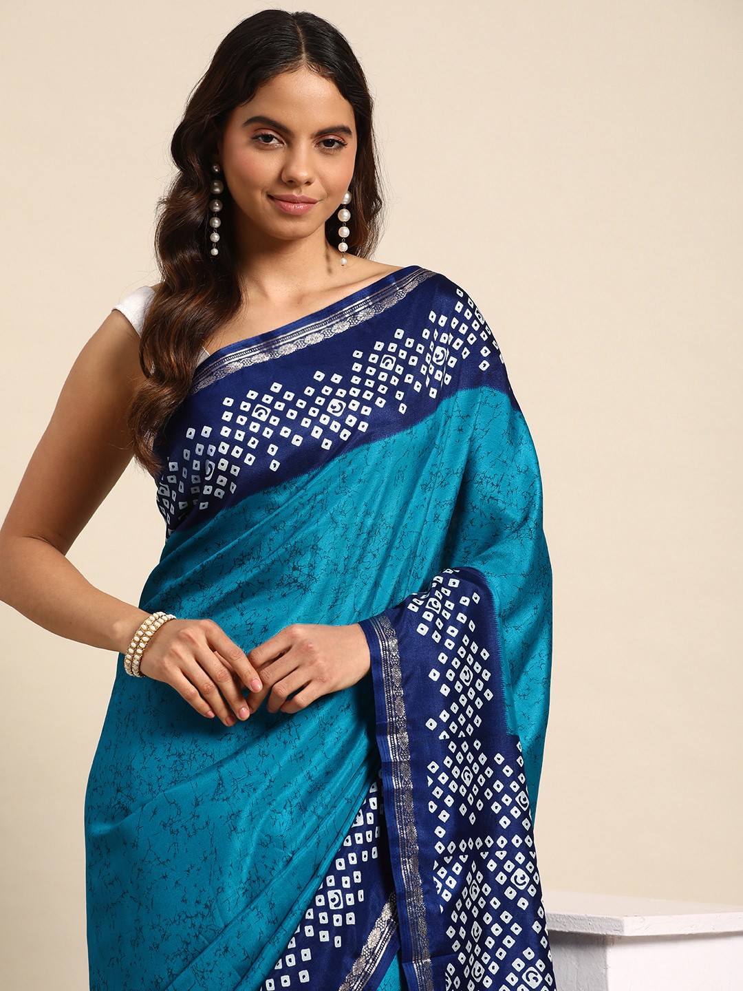 

Kalyan Silks Zari Chanderi Saree, Blue
