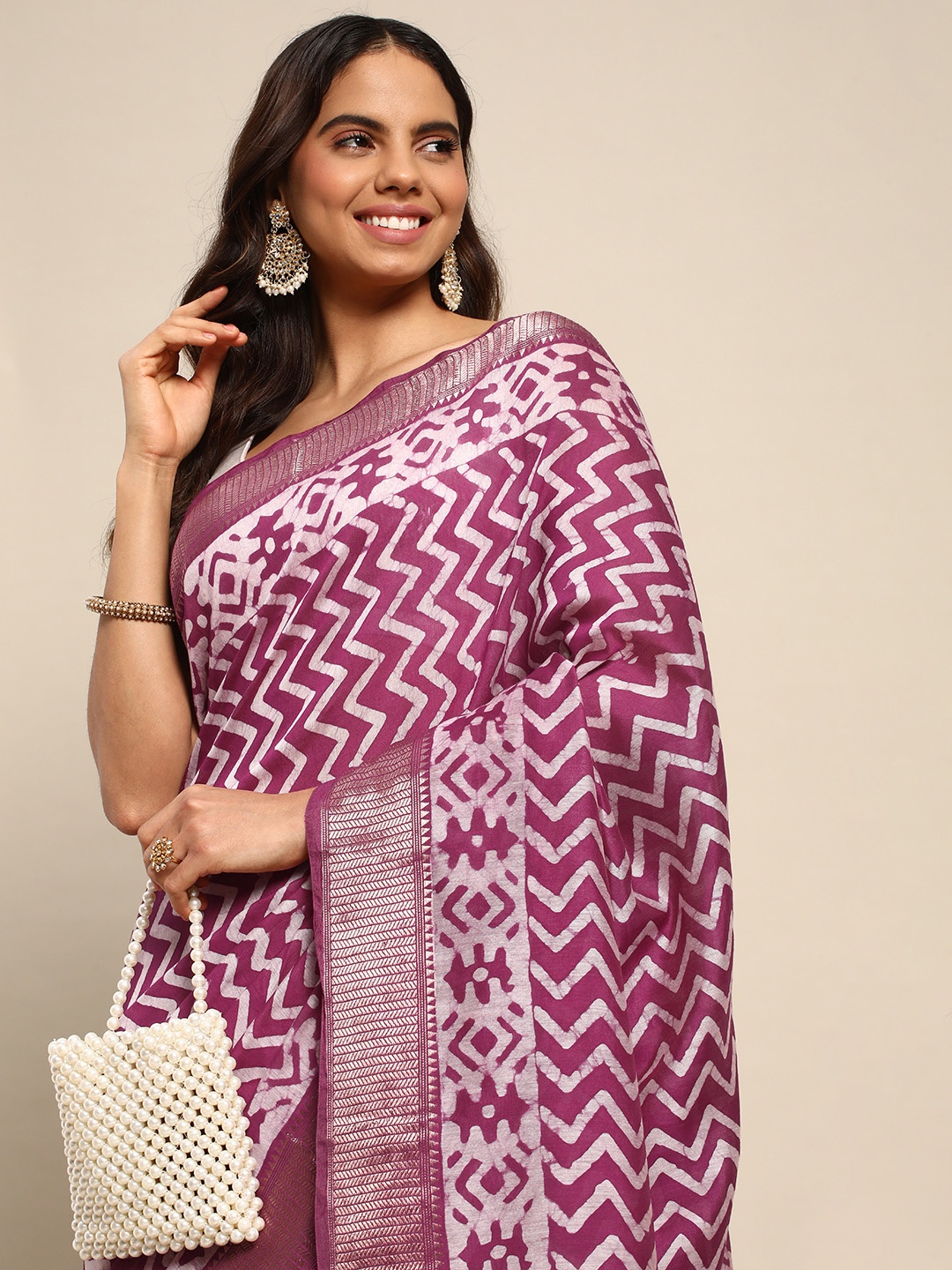 

Kalyan Silks Pure Cotton Zari Bhagalpuri Saree, Purple