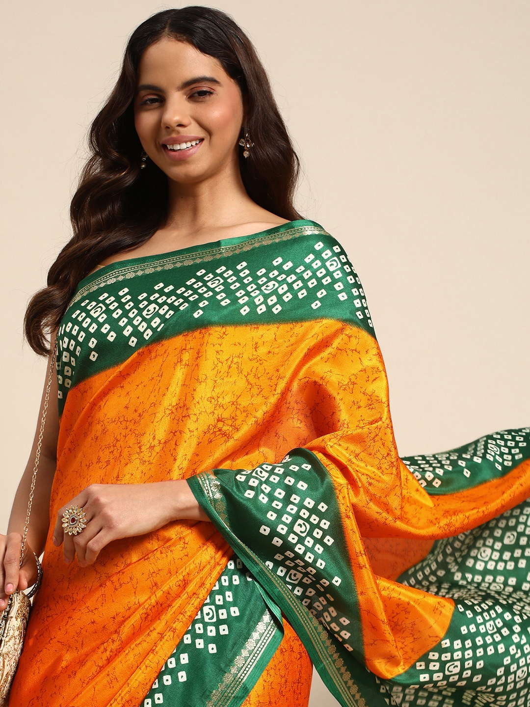 

Kalyan Silks Printed Zari Chanderi Saree, Yellow
