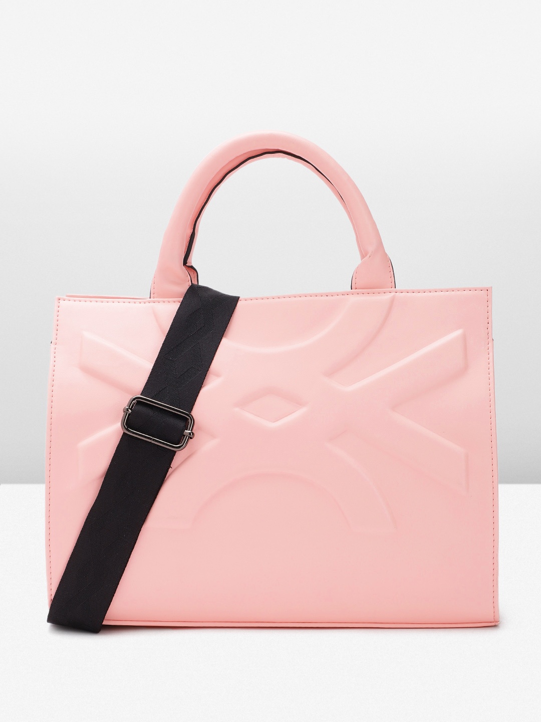 

United Colors of Benetton Brand Logo Embossed Handheld Bag, Peach