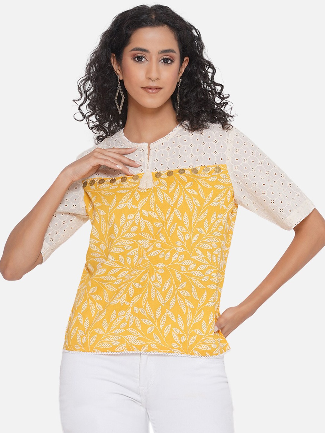 

bellamia Floral Printed Top, Yellow