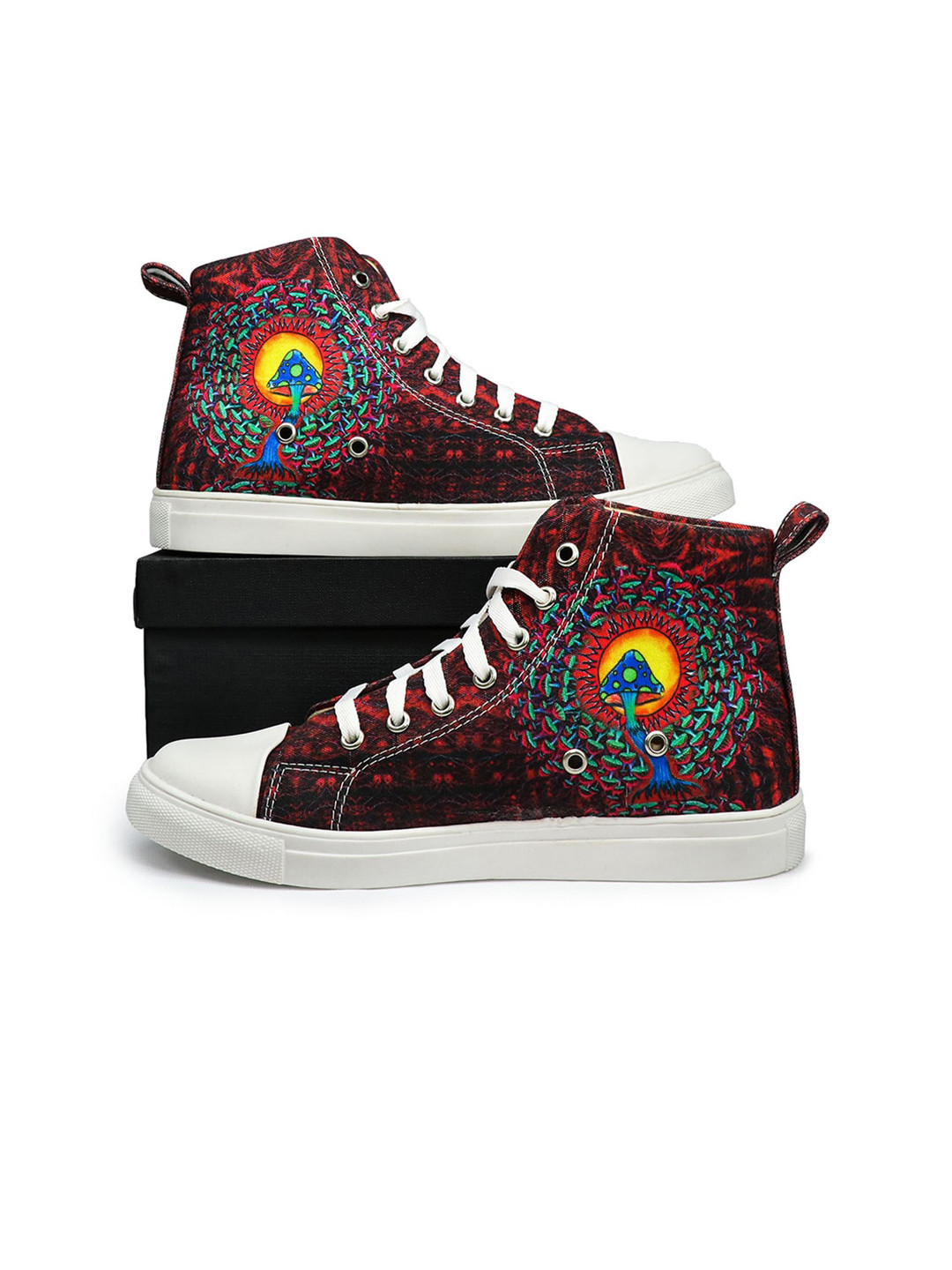 

KobSook Women Printed Lightweight & Slip-Free Canvas Mid-Top Sneakers, Brown