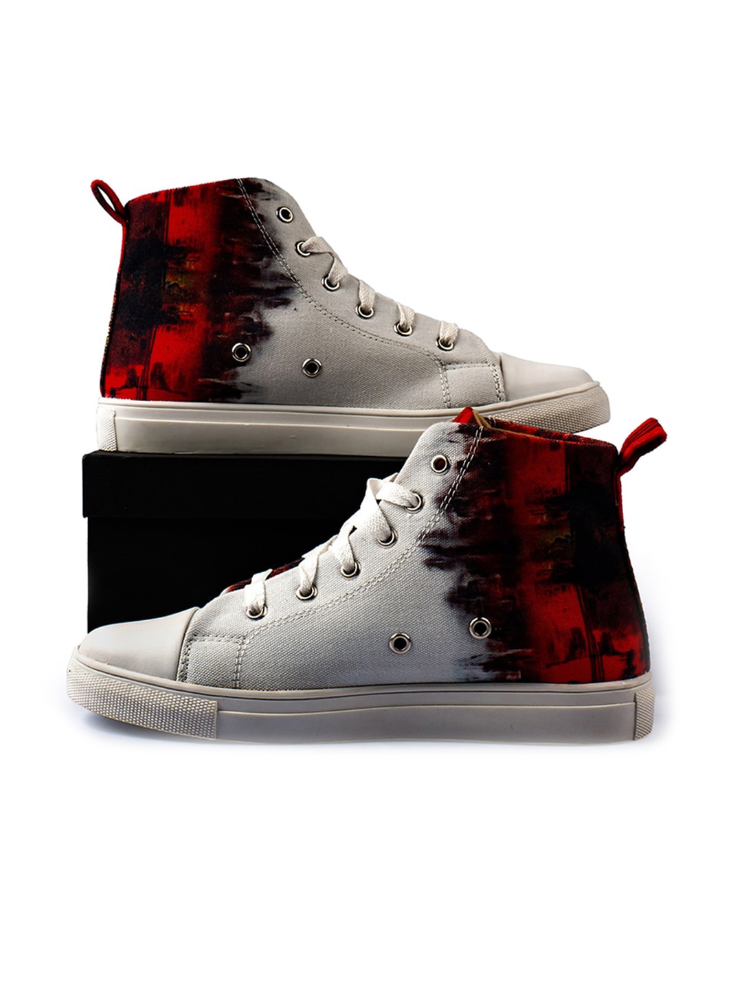 

KobSook Women Printed Lightweight & Slip-Free Canvas Mid-Top Sneakers, White