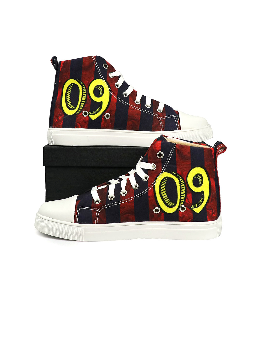 

KobSook Women Printed Lightweight & Slip-Free Canvas Mid-Top Sneakers, Red