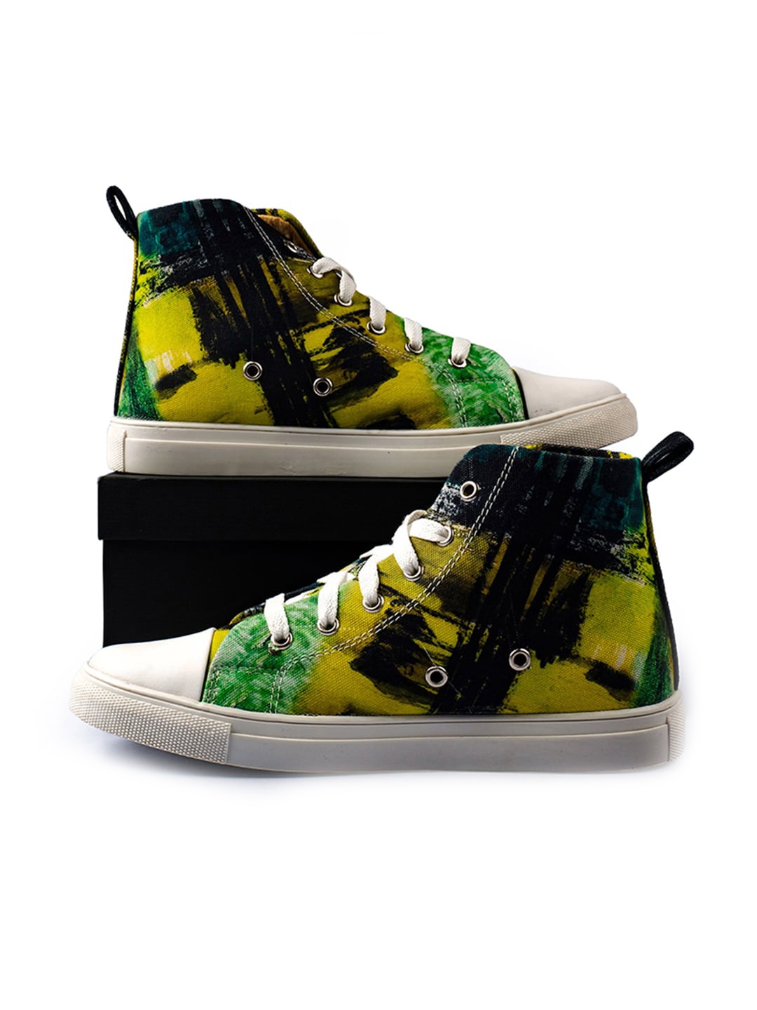 

KobSook Women Mid Top Printed Canvas Comfort Insole Sneakers, Black