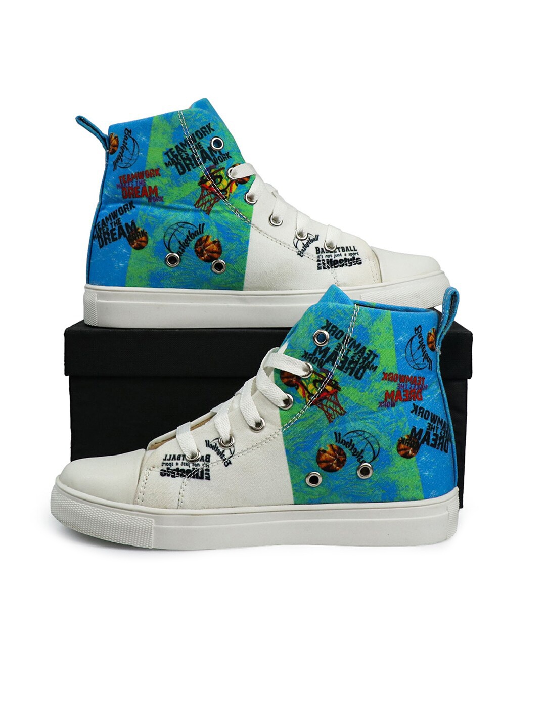 

KobSook Women Printed Lightweight & Slip-Free Canvas Mid-Top Sneakers, White