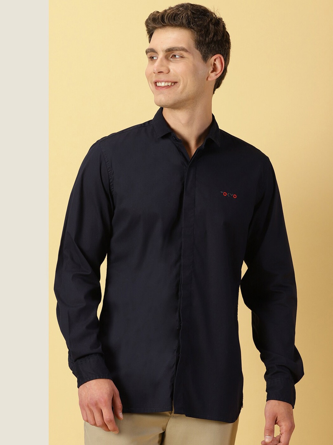 

Thomas Scott Classic Slim Fit Spread Collar Long Sleeve Casual Shirt, Navy blue