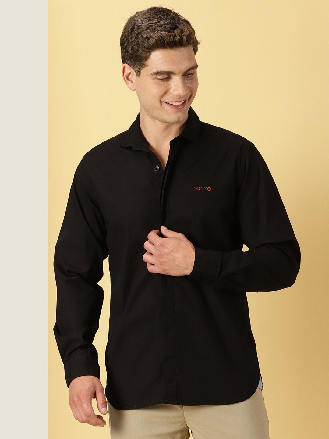 

Thomas Scott Spread Collar Slim Fit Classic Casual Shirt, Black