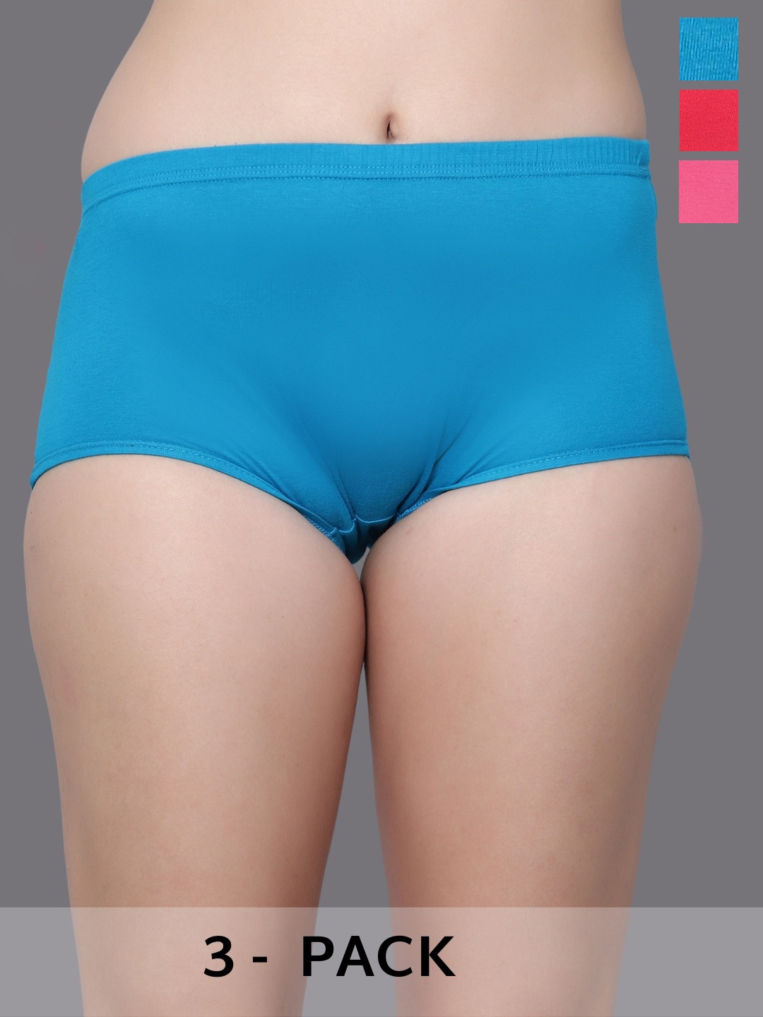 Aimly Pack of 3 Cotton Boyshort Briefs, Fuchsia