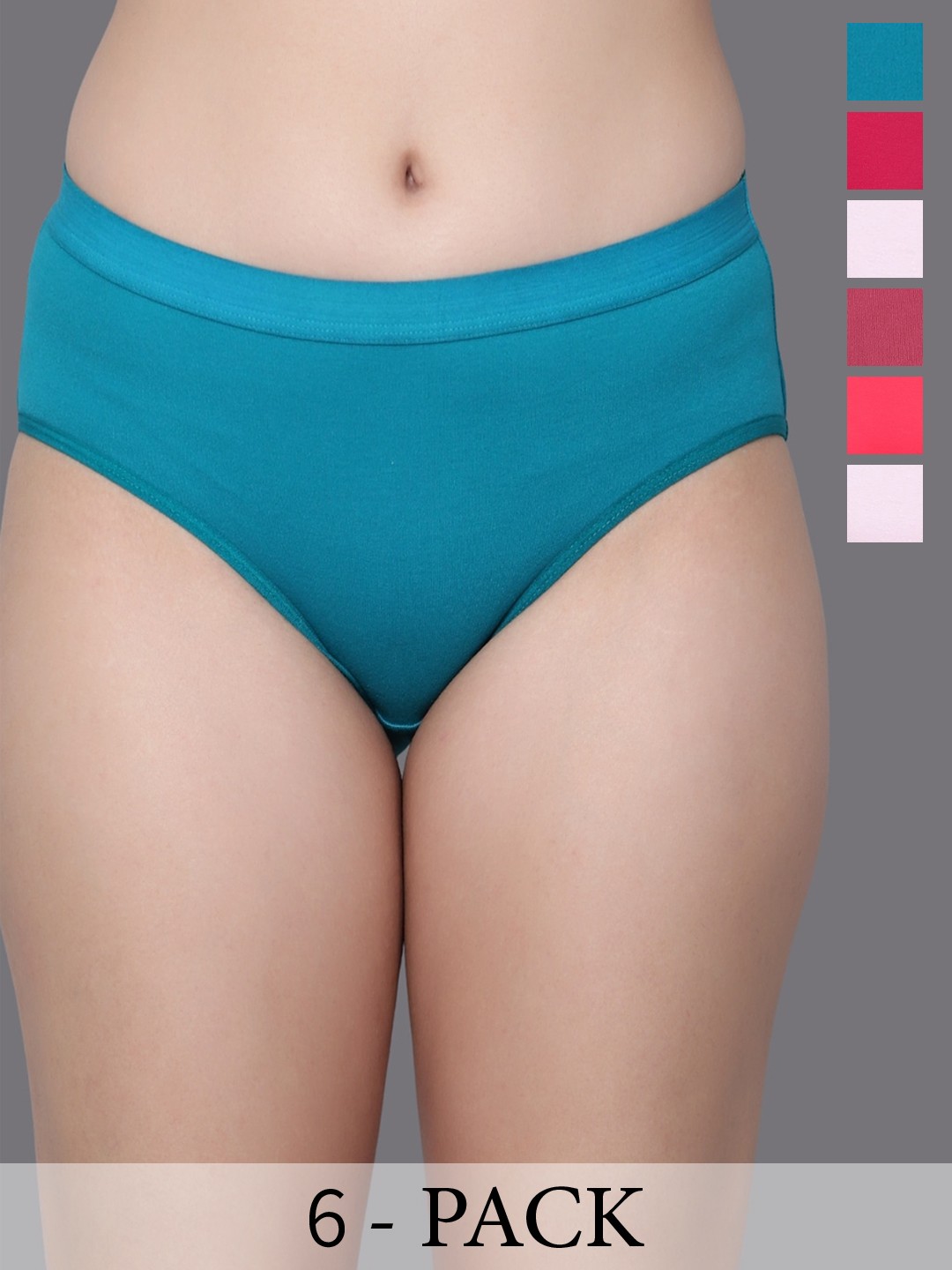 

Aimly Pack Of 6 Cotton Hipster Briefs, Blue