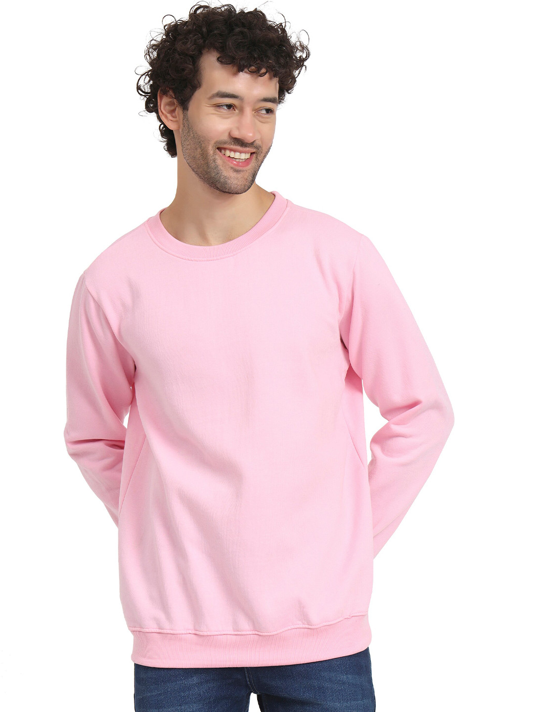 

ABSOLUTE DEFENSE Round Neck Fleece Sweatshirt, Pink