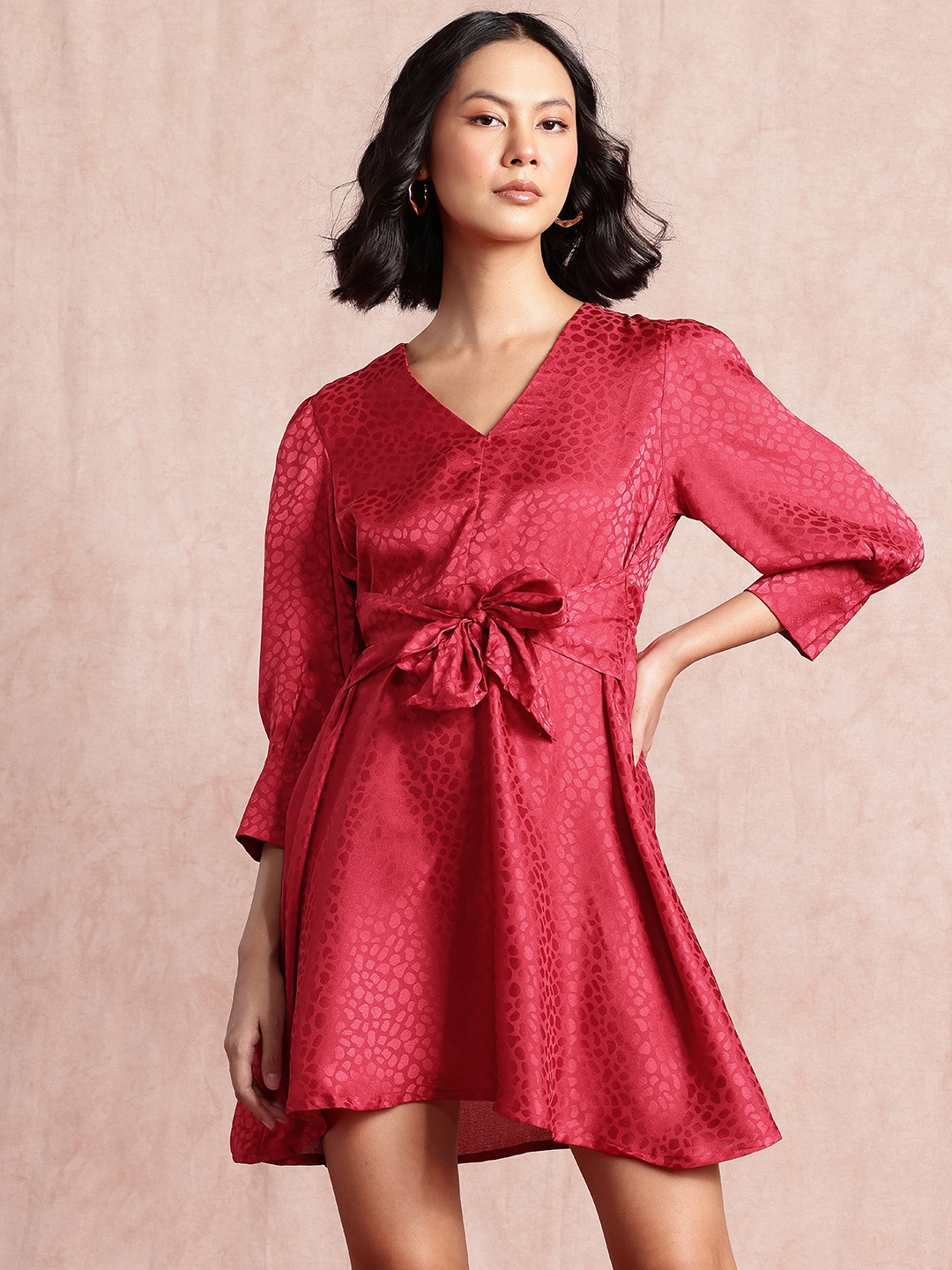 

all about you Animal Satin A-Line Mini Dress, Red