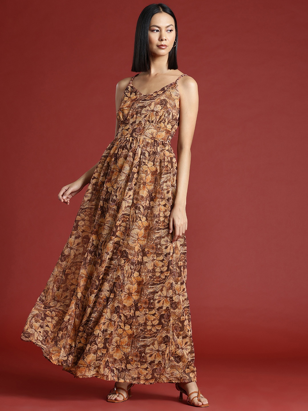 

all about you Floral Print Maxi Dress, Brown