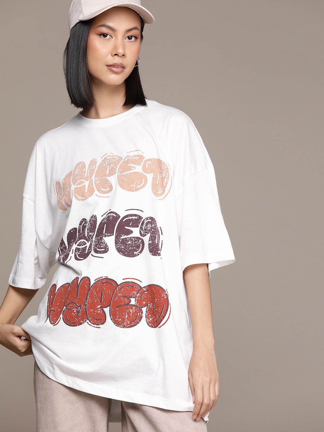 

The Roadster Lifestyle Co. Typography Printed Oversized T-shirt, White