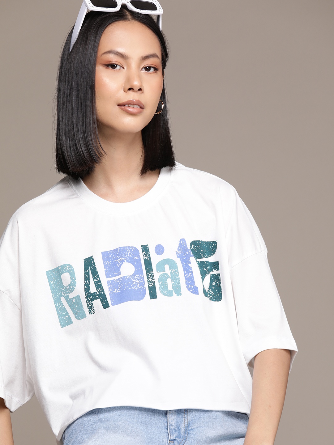 

The Roadster Lifestyle Co. Typography Printed Drop-Shoulder Sleeves Oversized T-shirt, White