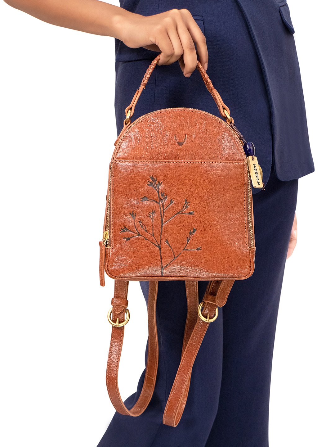 

Hidesign Textured Leather Backpack, Tan