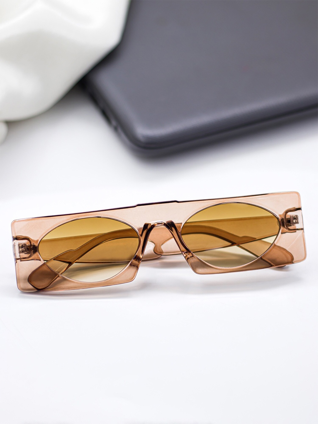 

Bellofox Unisex Rectangle Sunglasses-BS1980-1123, Brown