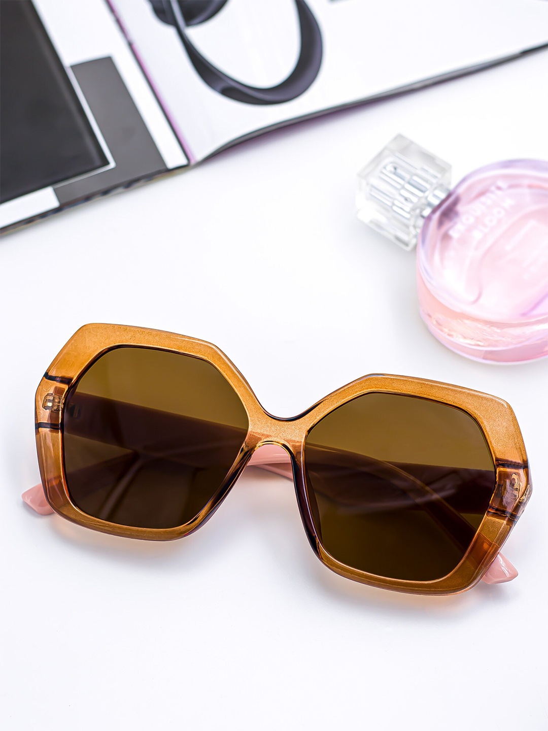 

Bellofox Brown Unisex Hexagon Sunglasses