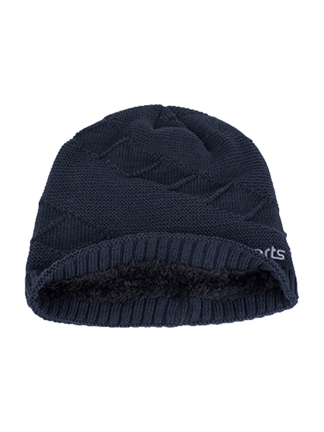 

YOUSTYLO Unisex Self Design Woollen Beanie, Navy blue