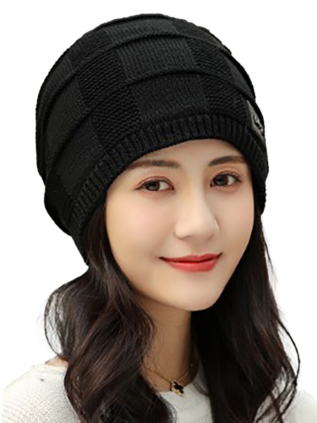 

YOUSTYLO Unisex Cable Knit Woollen Beanie, Black