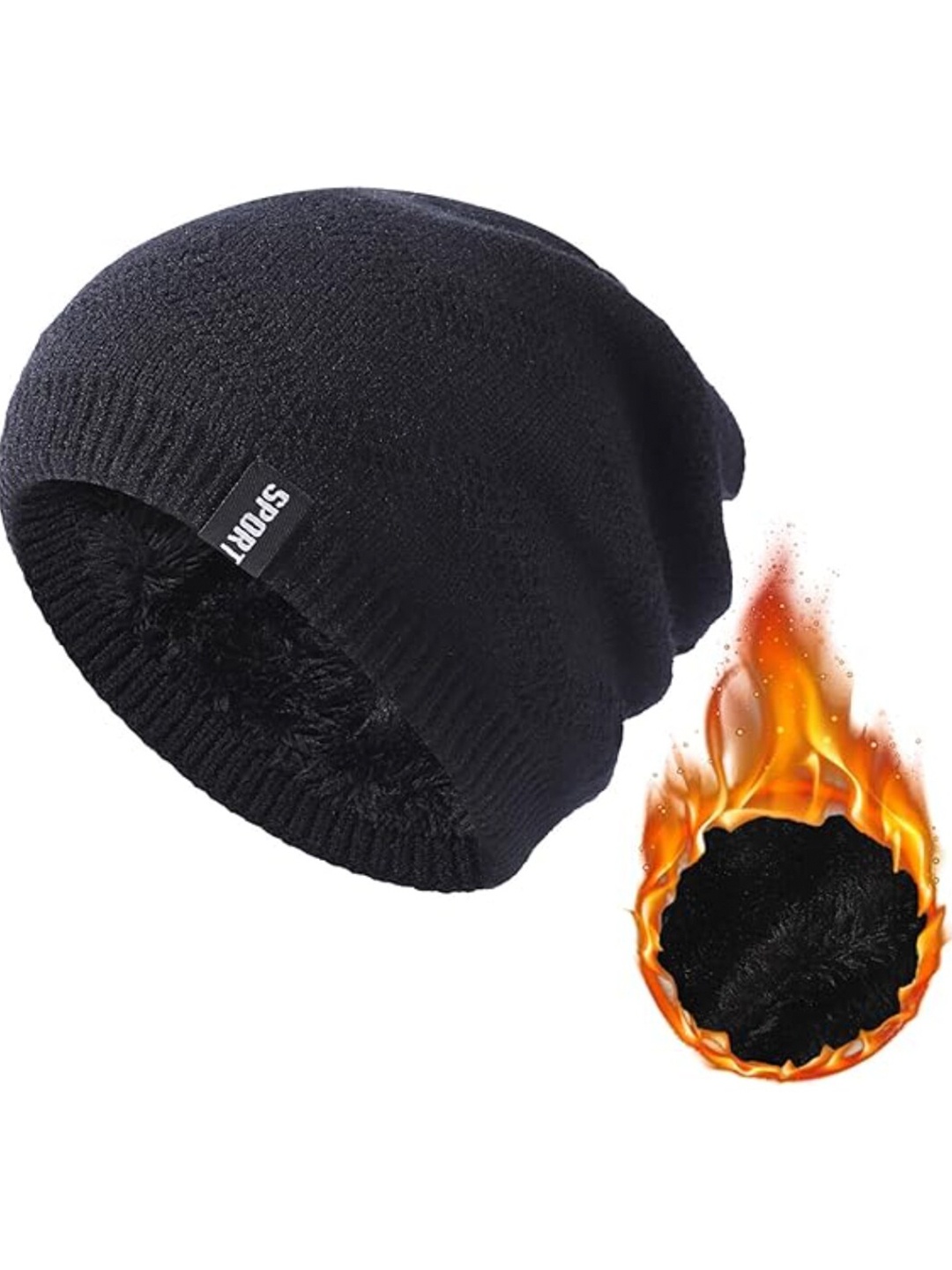 

YOUSTYLO Unisex Woollen Beanie, Black