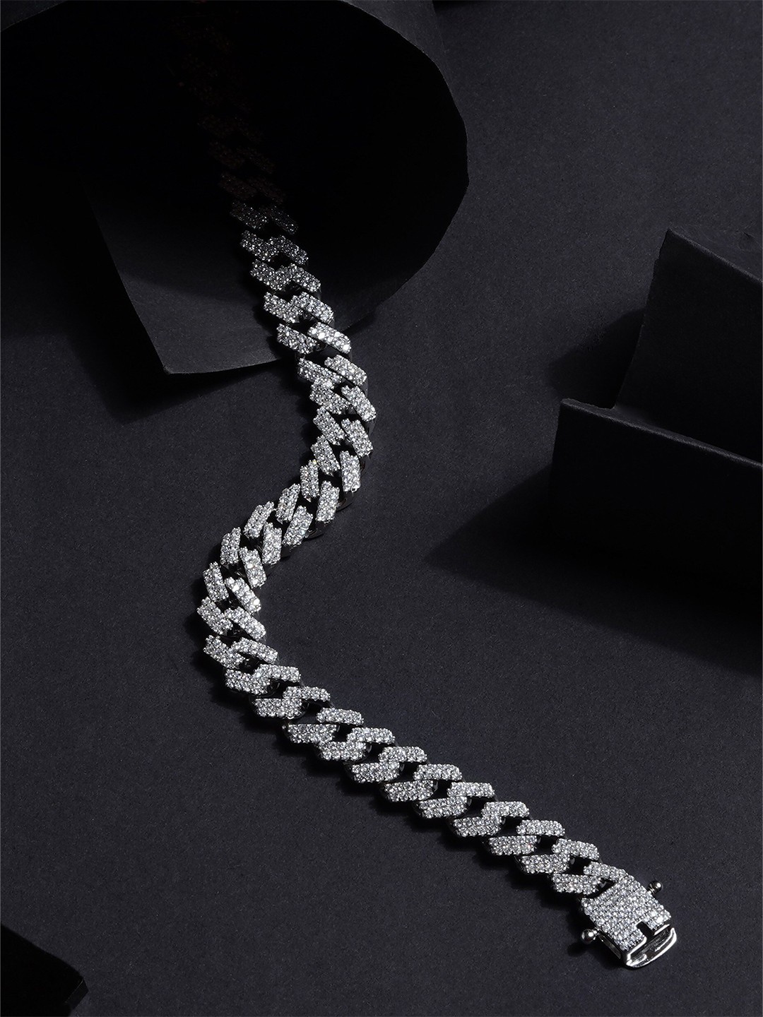 

ORIONZ Silver-Plated Sterling Silver Cubic Zirconia Wraparound Bracelet, Metallic