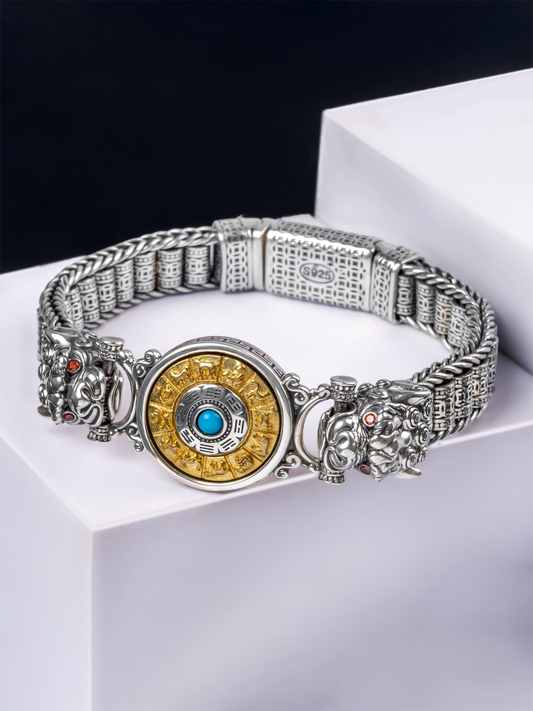 

ORIONZ Men Sterling Silver Wraparound Bracelet, Metallic
