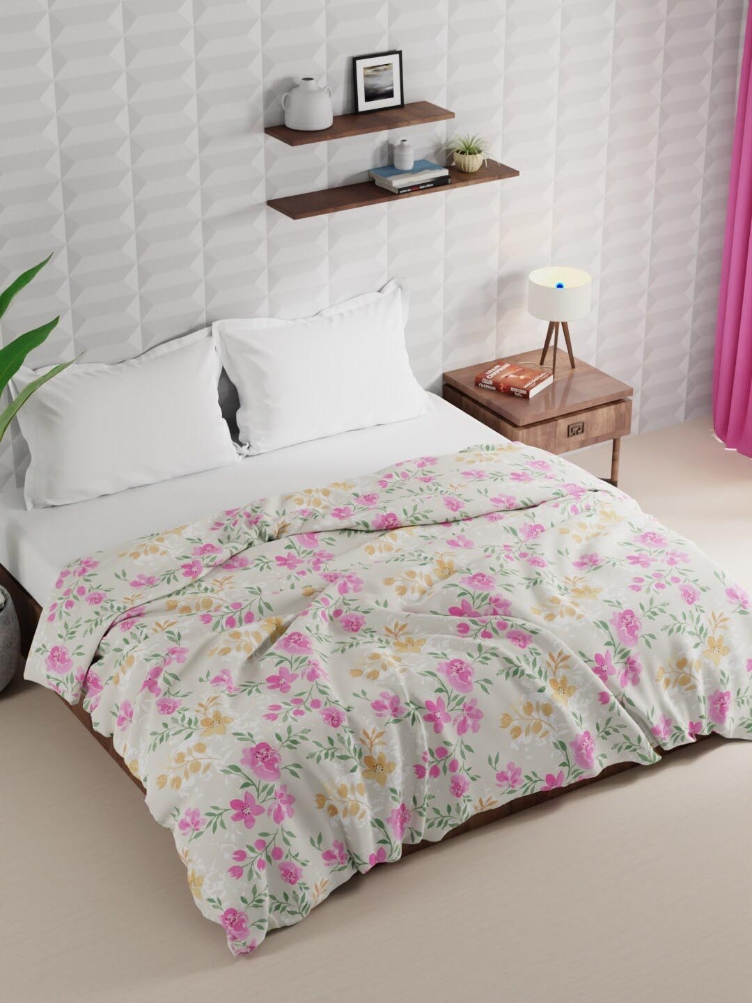 

KOPA Beige Floral Microfiber AC Room 120 GSM Double Bed Comforter