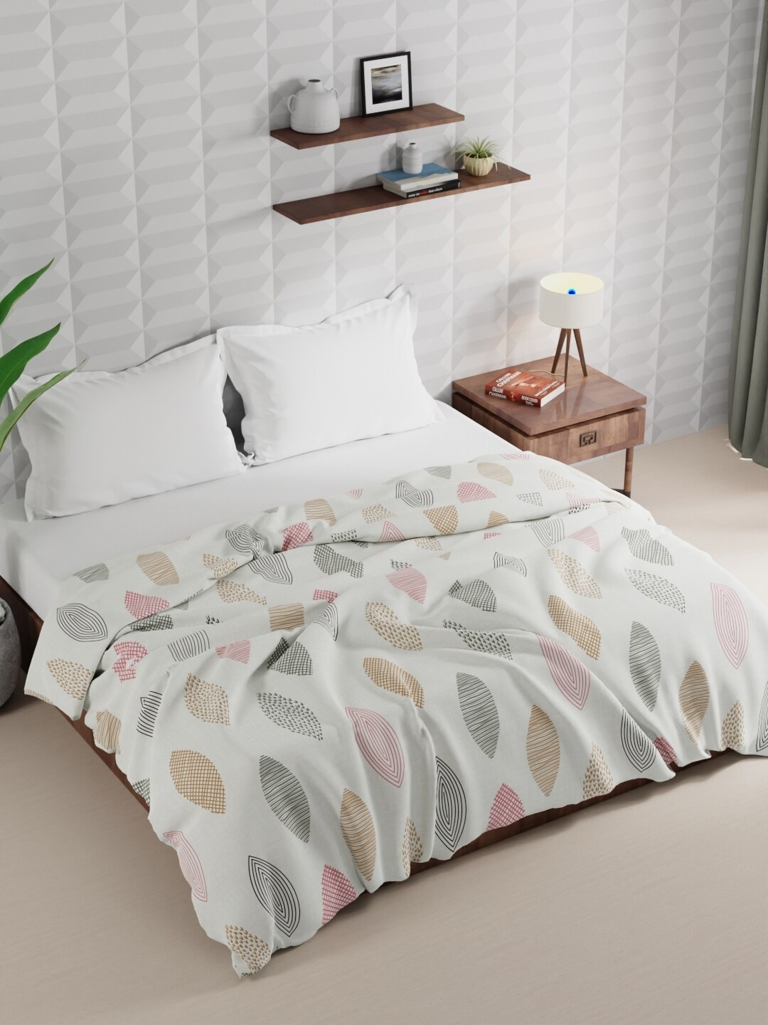 

KOPA White Floral Microfiber AC Room 120 GSM Double Bed Comforter