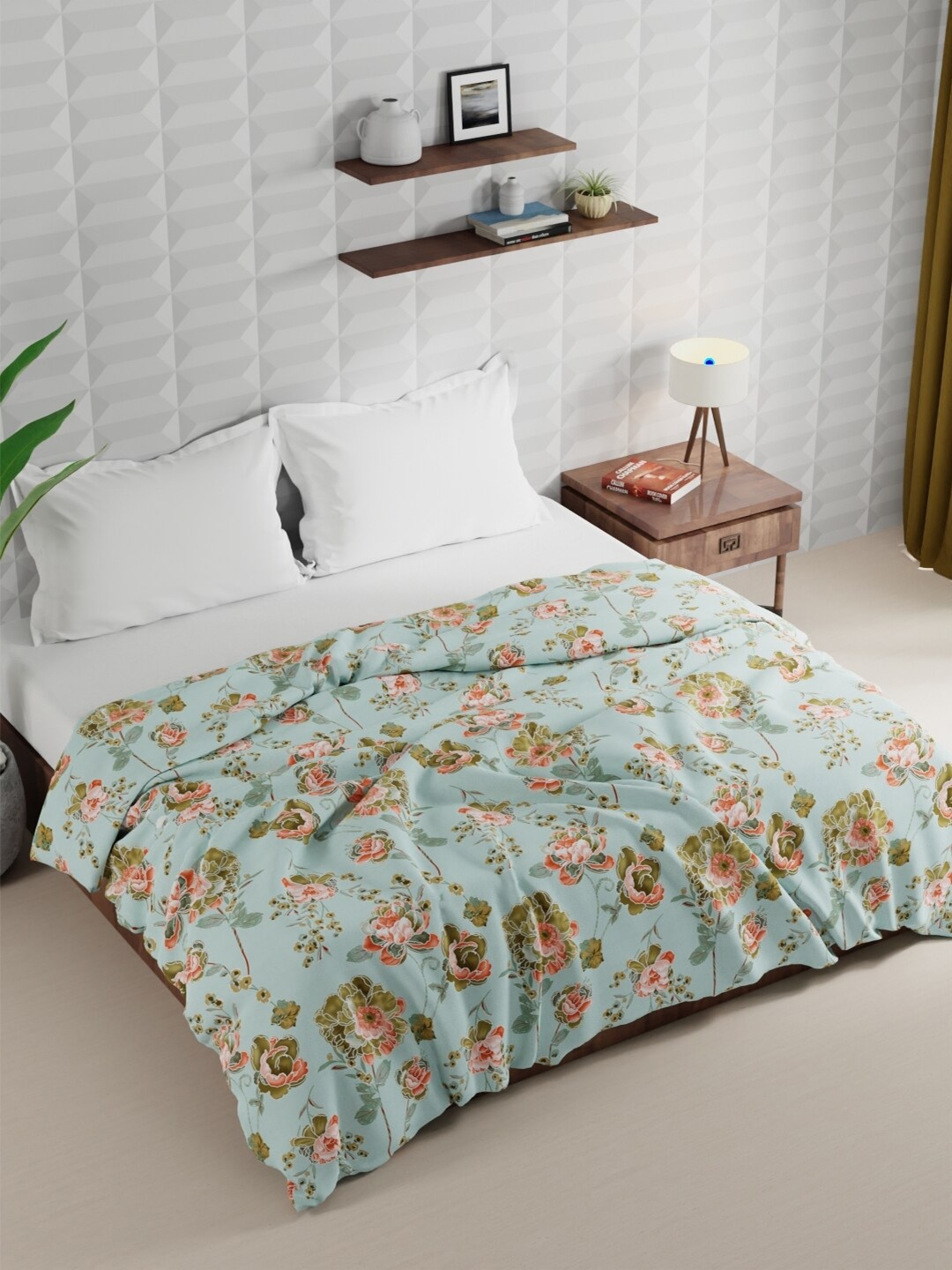 

KOPA Green Floral Microfiber AC Room 120 GSM Double Bed Comforter