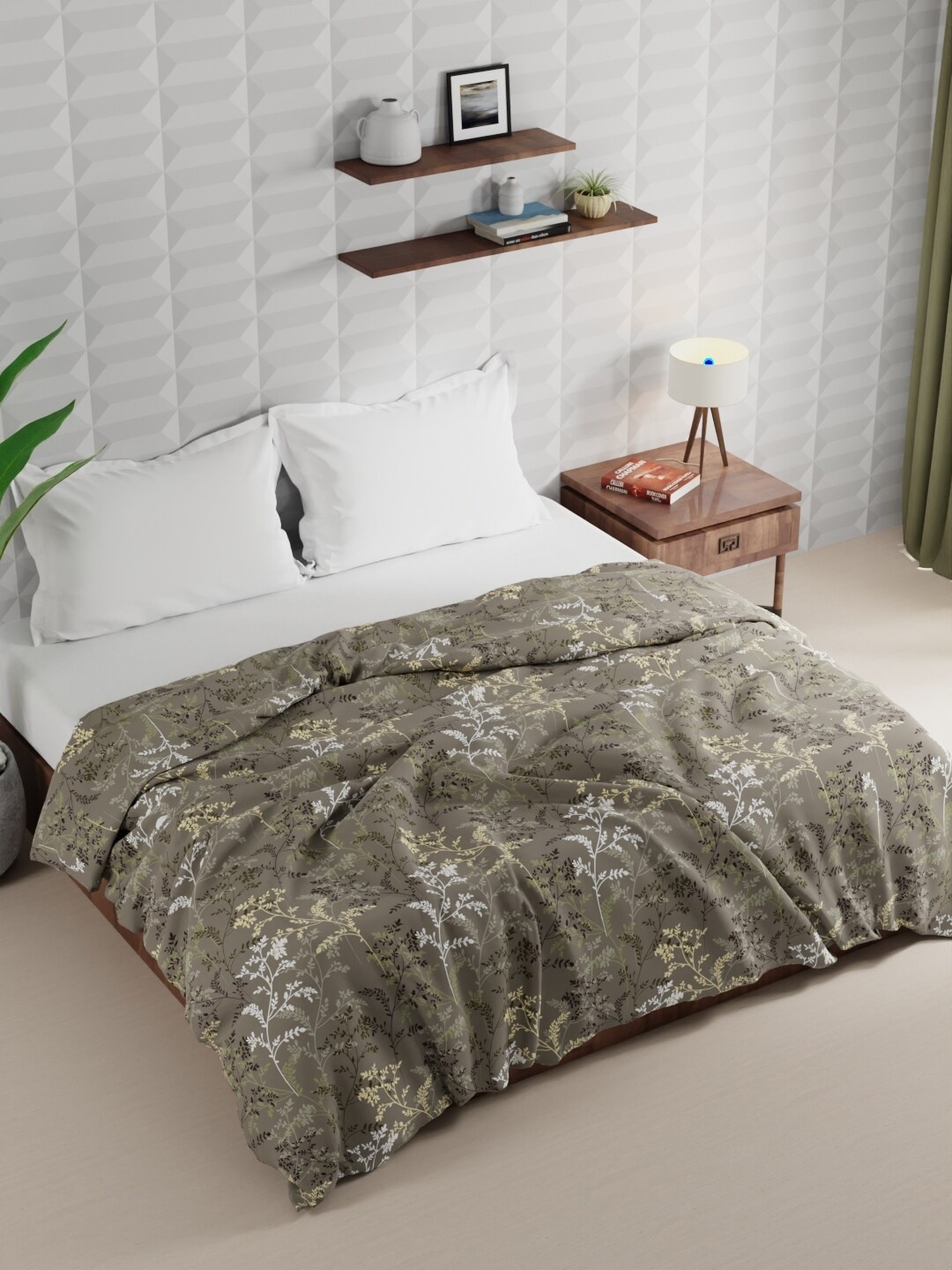 

KOPA Grey Floral Microfiber AC Room 120 GSM Double Bed Comforter