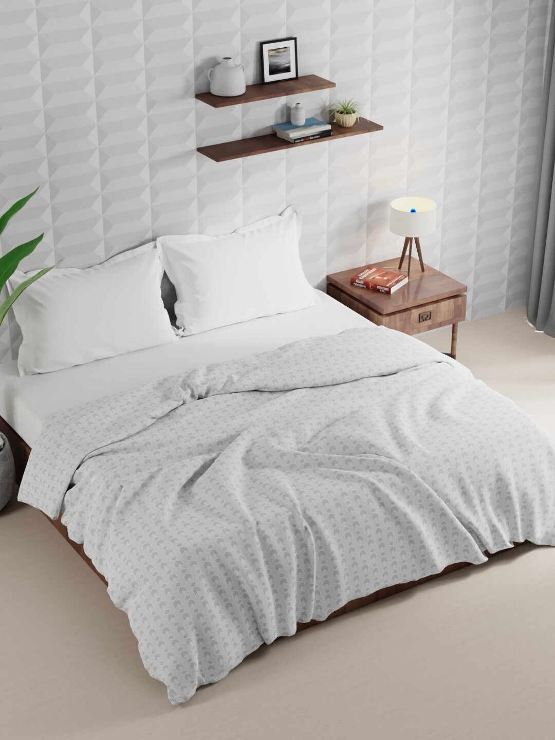

KOPA White Microfiber AC Room 120 GSM Double Bed Comforter, Grey