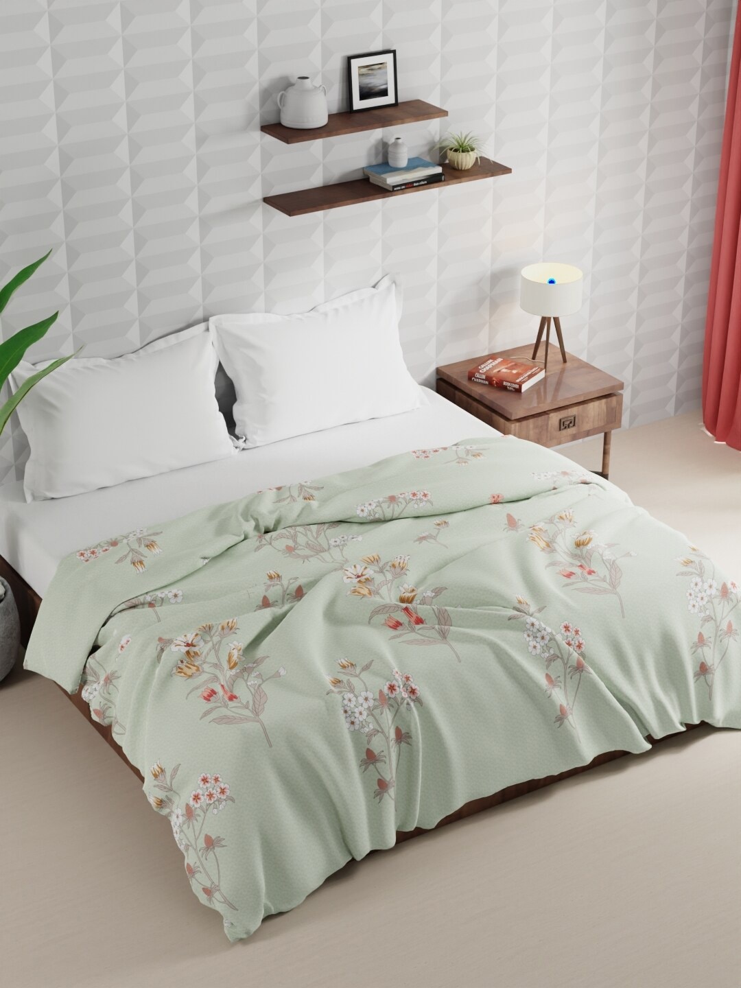 

KOPA Green Floral Microfiber AC Room 120 GSM Double Bed Comforter
