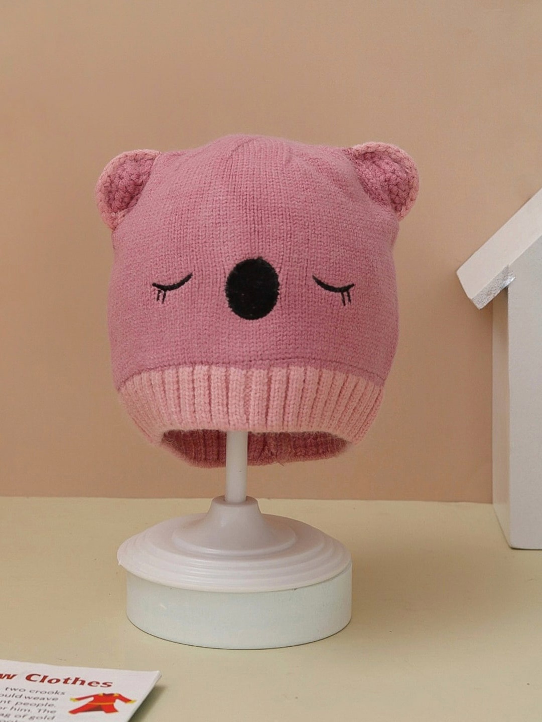 

Yellow Bee Girls Self Design Woollen Beanie, Pink