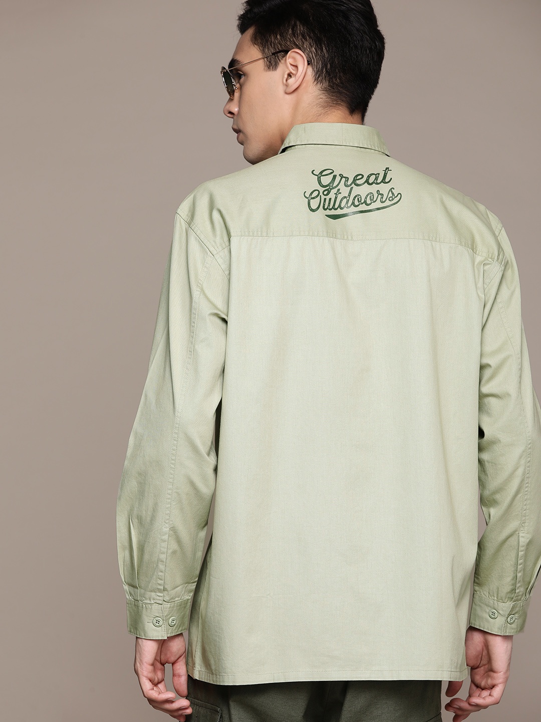 

Roadster Men Classic Printed Pure Cotton Casual Shirt, Sea green