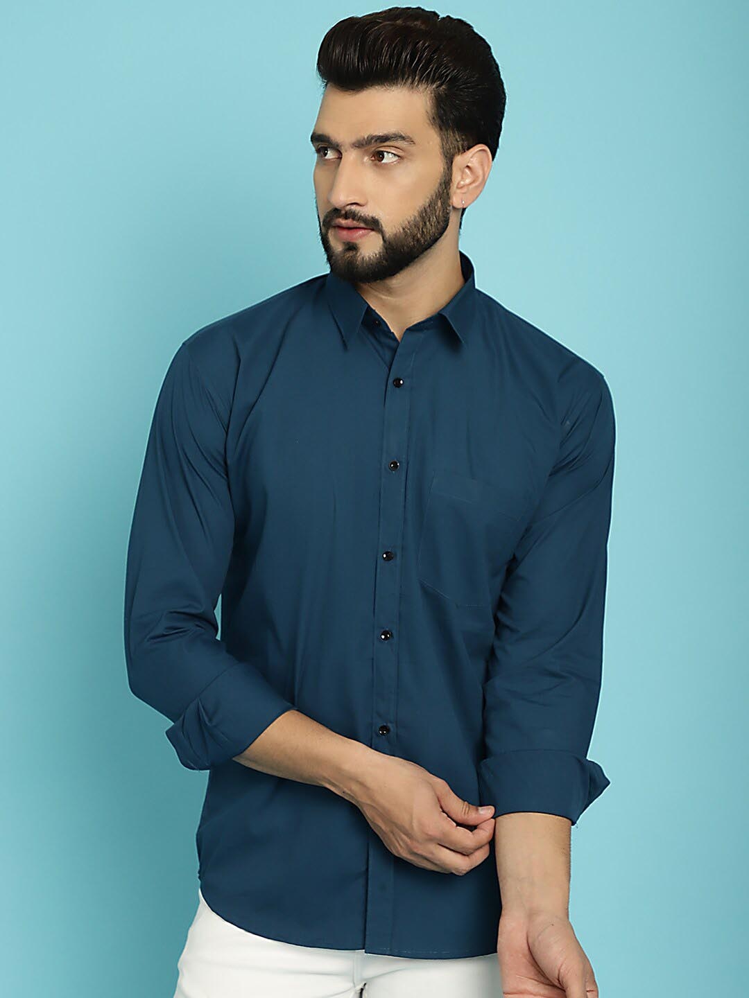 

Armaan Ethnic Classic Regular Fit Cotton Casual Shirt, Navy blue