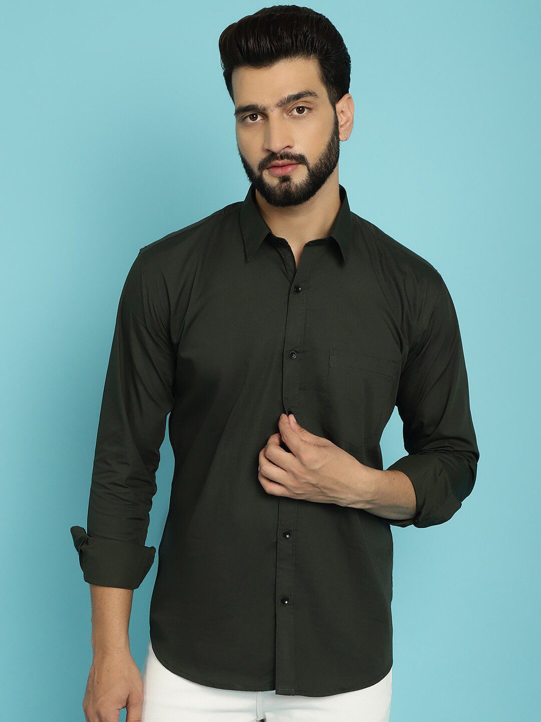 

Armaan Ethnic Classic Cotton Casual Shirt, Olive